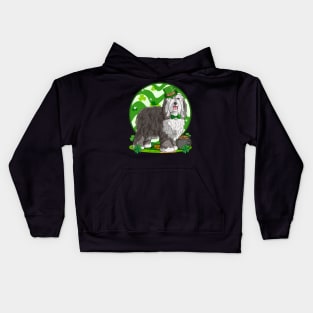 Bearded Collie Dog St Patricks Day Leprechaun Kids Hoodie